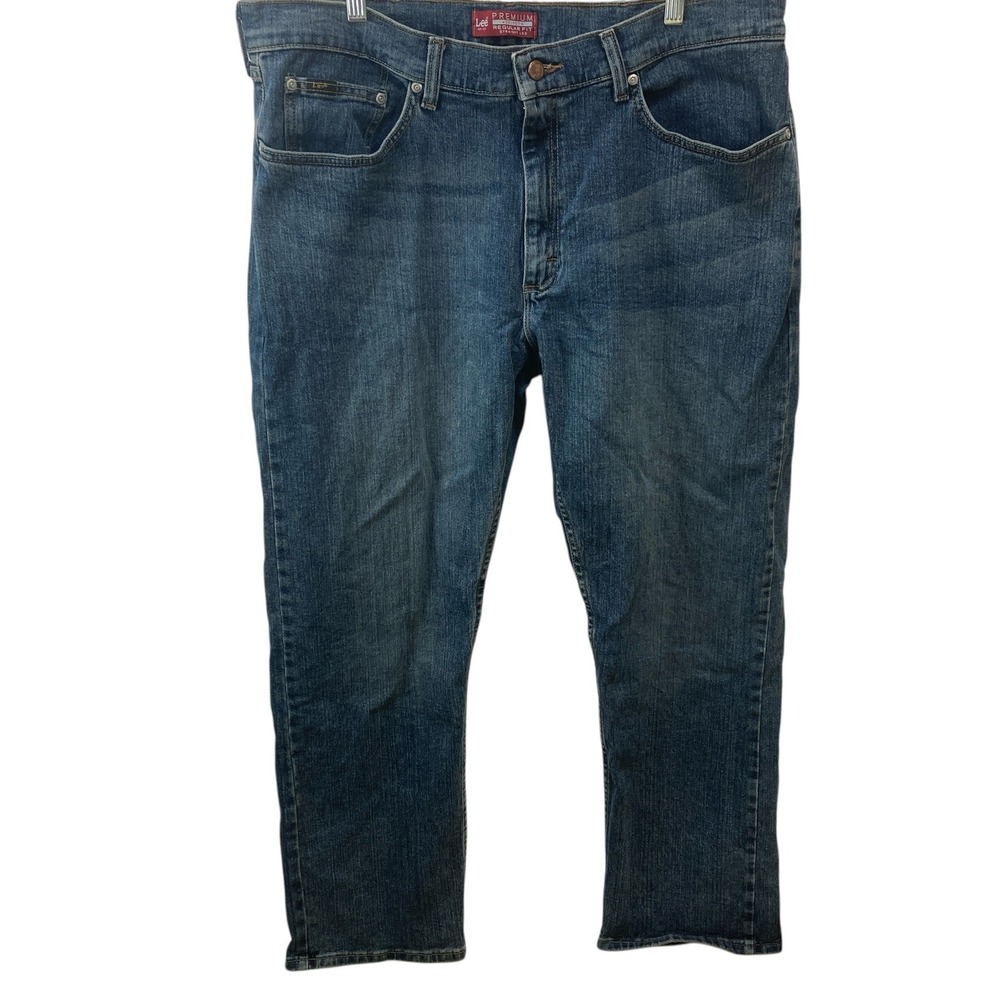 Lee Premium Select Mens 38x30 Straight Fit Blue Denim Jeans Pants Made In Mexico